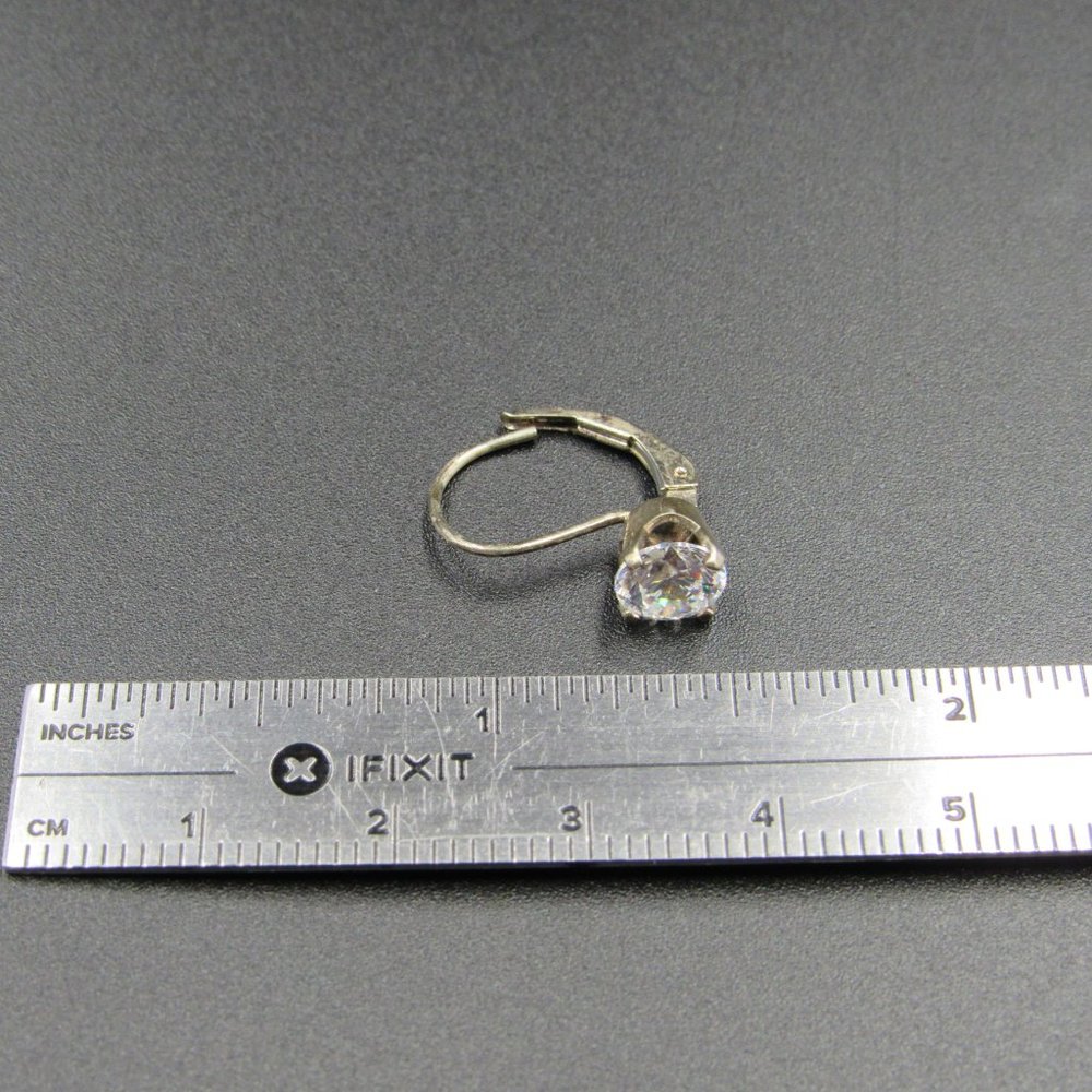 Sterling Silver Rustic Solitaire Cz Earrings - image 5